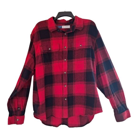 Old Navy Double-Brushed Flannel Shirt 100% Cotton Red Buffalo Check Men's XXL 2X - Picture 2 of 12